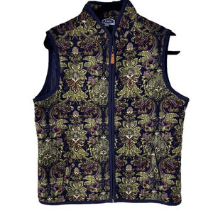 Tabi Women's Purple Corduroy Colourful Floral Quilted Vest